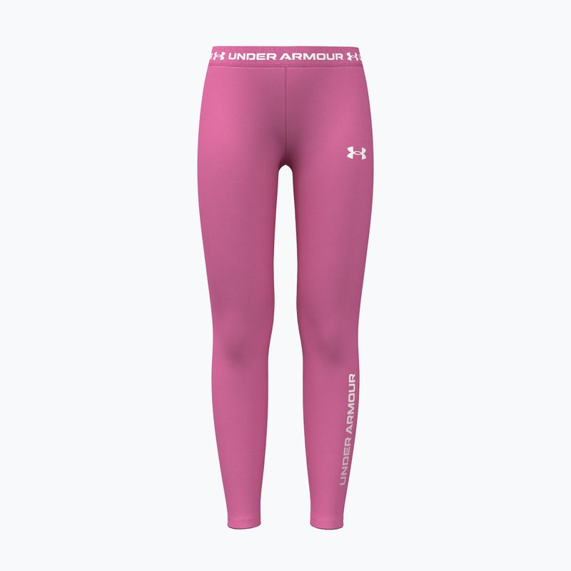 Legginsy dziecięce Under Armour HeatGear Branded Leggings pink frenzy/white