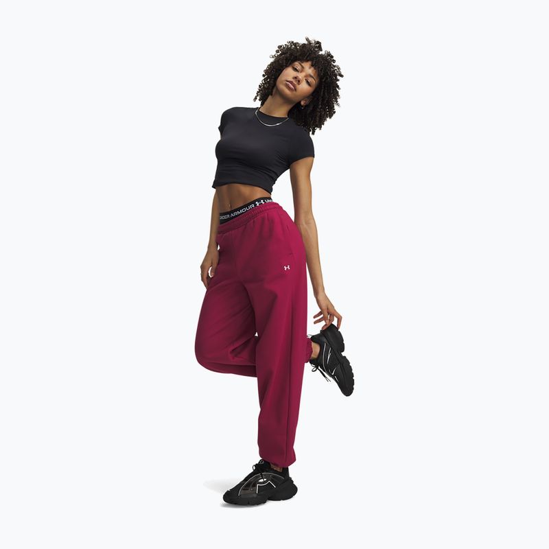 Spodnie damskie Under Armour Icon Fleece Gym Pant claret/white 2