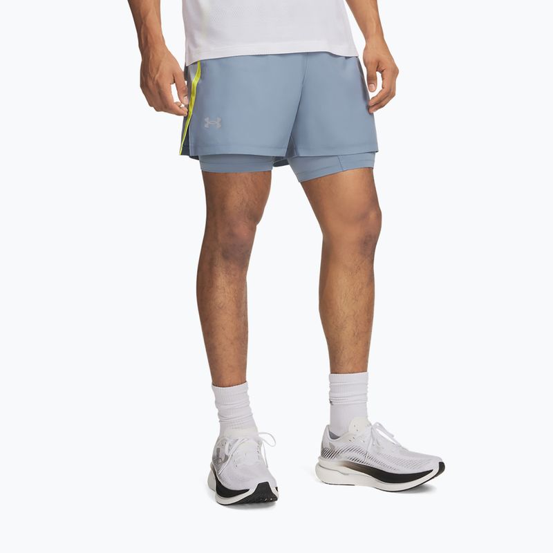 Spodenki do biegania męskie Under Armour Launch 5" 2IN1 Shorts blue wind/blue fog/reflective