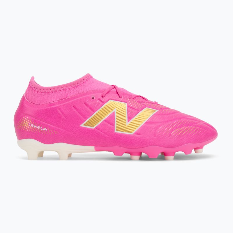 Buty piłkarskie dziecięce New Balance Tekela Team V5 pink heat/metallic gold/pink satin 2