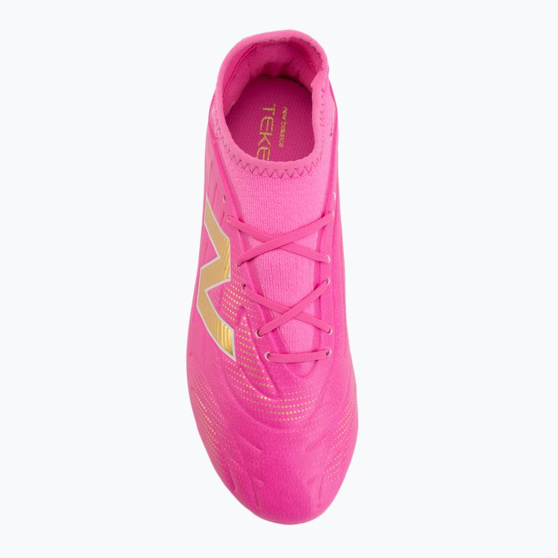 Buty piłkarskie dziecięce New Balance Tekela Team V5 pink heat/metallic gold/pink satin 5