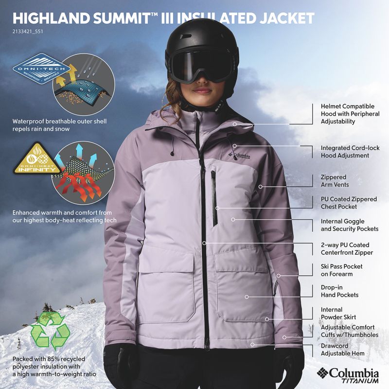 Kurtka narciarska damska Columbia Highland Summit III Insulated lavender pearl/shale purple 13