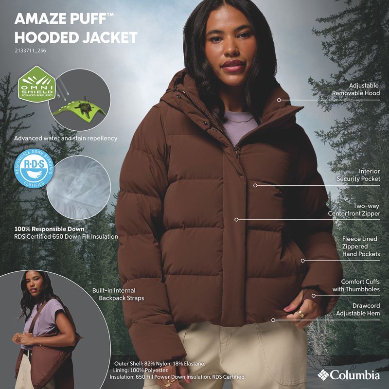 Kurtka puchowa damska Columbia Amaze Puff Hooded tobacco 17