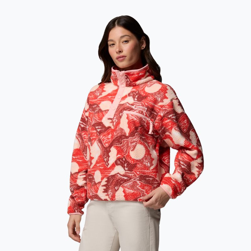 Bluza polarowa damska Columbia Helvetia II Printed Cropped Half Snap poppy red/sunscape 4