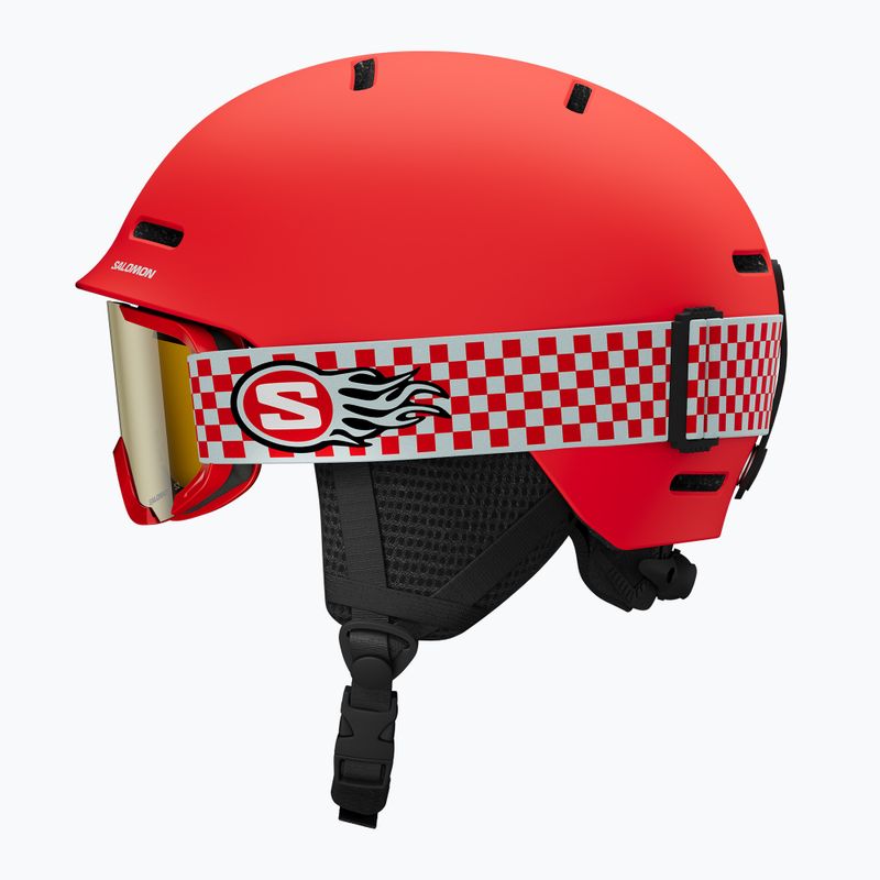 Kask narciarski dziecięcy Salomon Player Combo + Gogle XV Jr cherry tomato/red silver mirror 3