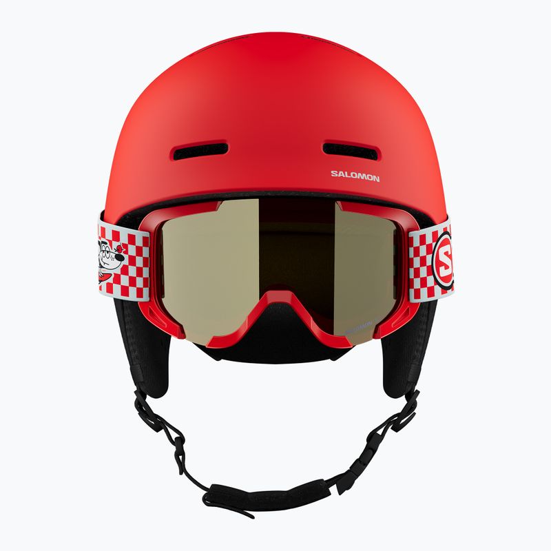 Kask narciarski dziecięcy Salomon Player Combo + Gogle XV Jr cherry tomato/red silver mirror 4
