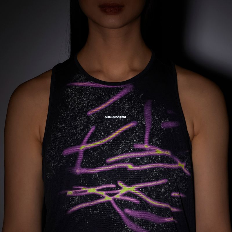 Koszulka do biegania damska Salomon Shakeout Core Tank GFX deep black 3