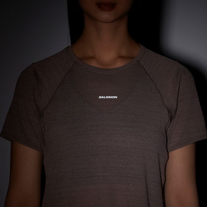 Koszulka do biegania damska Salomon Shakeout Air Cropp iron 4