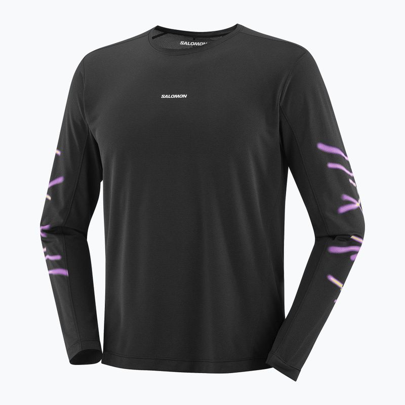 Longsleeve do biegania męski Salomon Shakeout Core deep black 3
