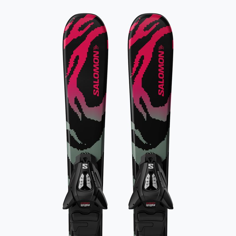Narty zjazdowe dziecięce Salomon QST Jr Black XS + wiązania C5 GW black/neon punch 5