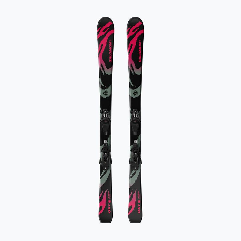 Narty zjazdowe dziecięce Salomon QST Jr Black S + wiązania C5 GW black/neon punch