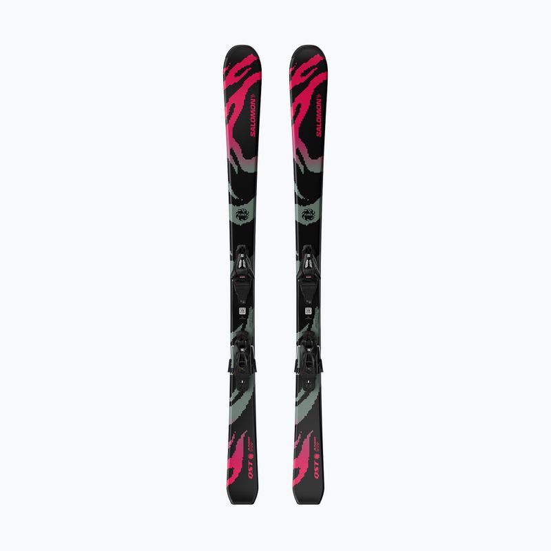 Narty zjazdowe dziecięce Salomon QST Jr Black M + wiązania C5 GW black/neon punch