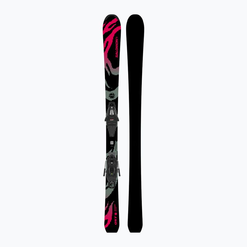 Narty zjazdowe dziecięce Salomon QST Jr Black M + wiązania C5 GW black/neon punch 3