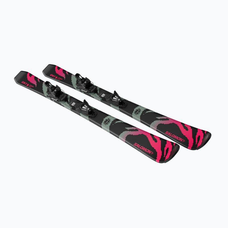 Narty zjazdowe dziecięce Salomon QST Jr Black M + wiązania C5 GW black/neon punch 4