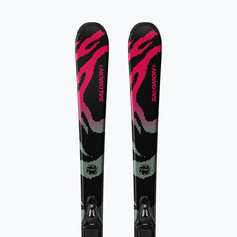 Narty zjazdowe dziecięce Salomon QST Jr Black M + wiązania C5 GW black/neon punch 5