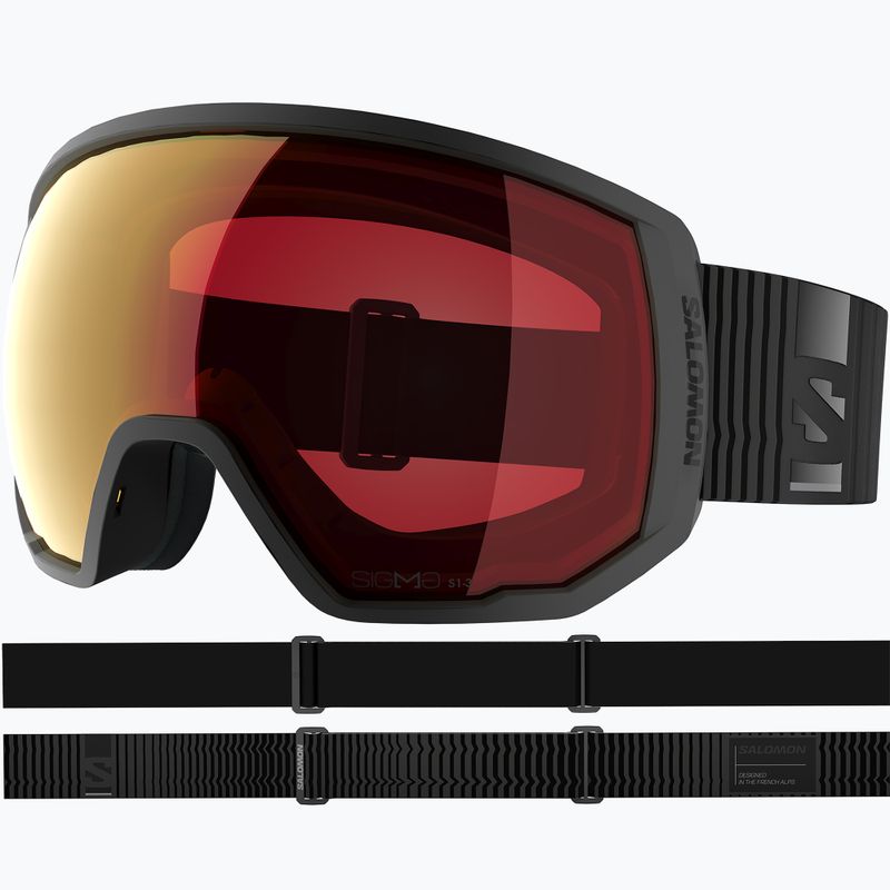 Gogle narciarskie Salomon Radium Pro Outline Sigma Photo S1-S3 black/sigma photo poppy red 2