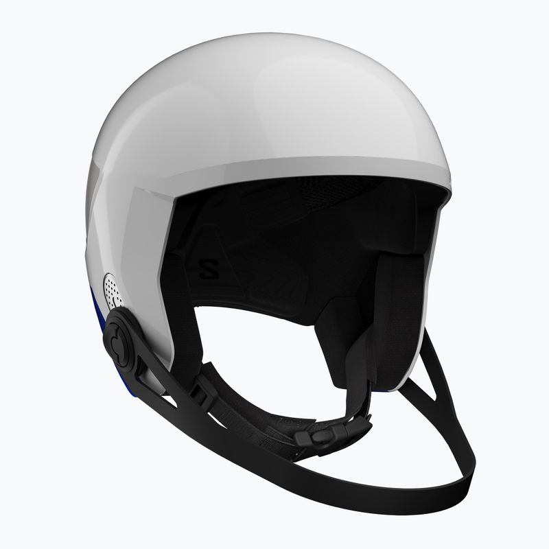 Kask narciarski dziecięcy Salomon Equipe Fis + Chinguard Jr white/race blue