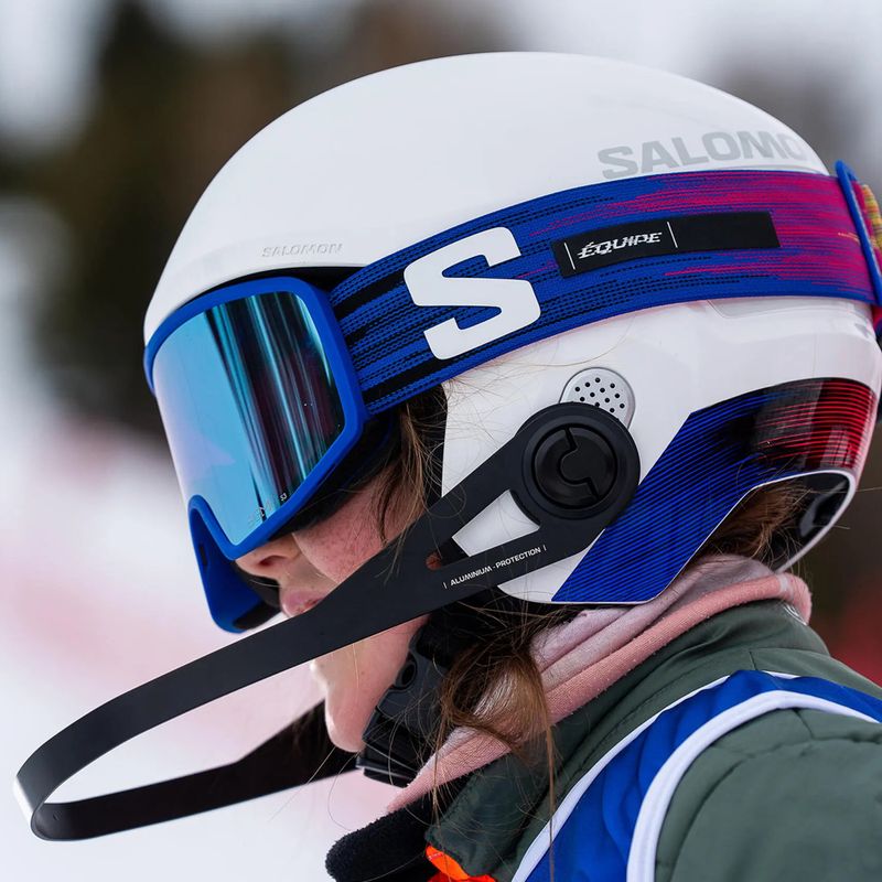Kask narciarski dziecięcy Salomon Equipe Fis + Chinguard Jr white/race blue 7