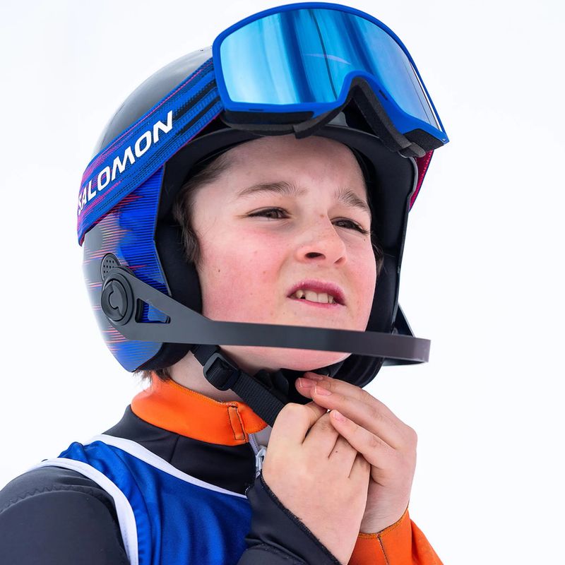 Kask narciarski dziecięcy Salomon Equipe Fis + Chinguard Jr black/flames 6