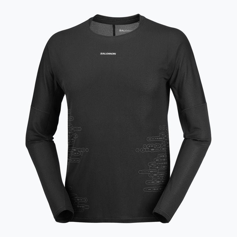 Longsleeve do biegania męski Salomon Sense Aero GFX Tee LS deep black/black beauty 4