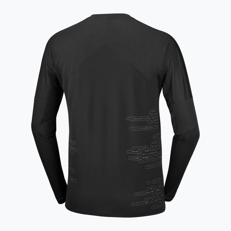 Longsleeve do biegania męski Salomon Sense Aero GFX Tee LS deep black/black beauty 5
