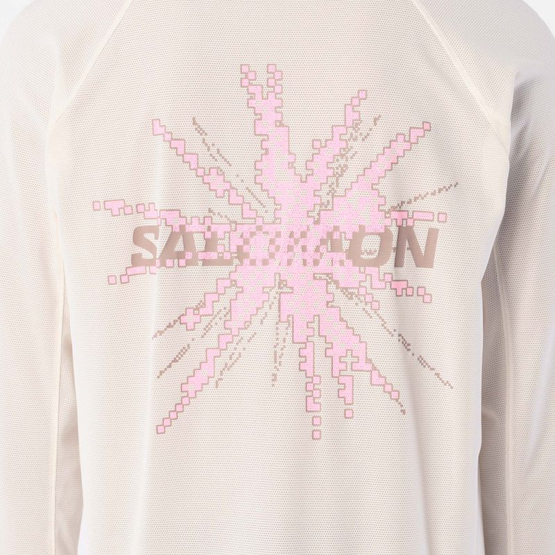 Longsleeve do biegania męski Salomon Shakeout Core Tee GFX LS whisper white/pink frosting 3