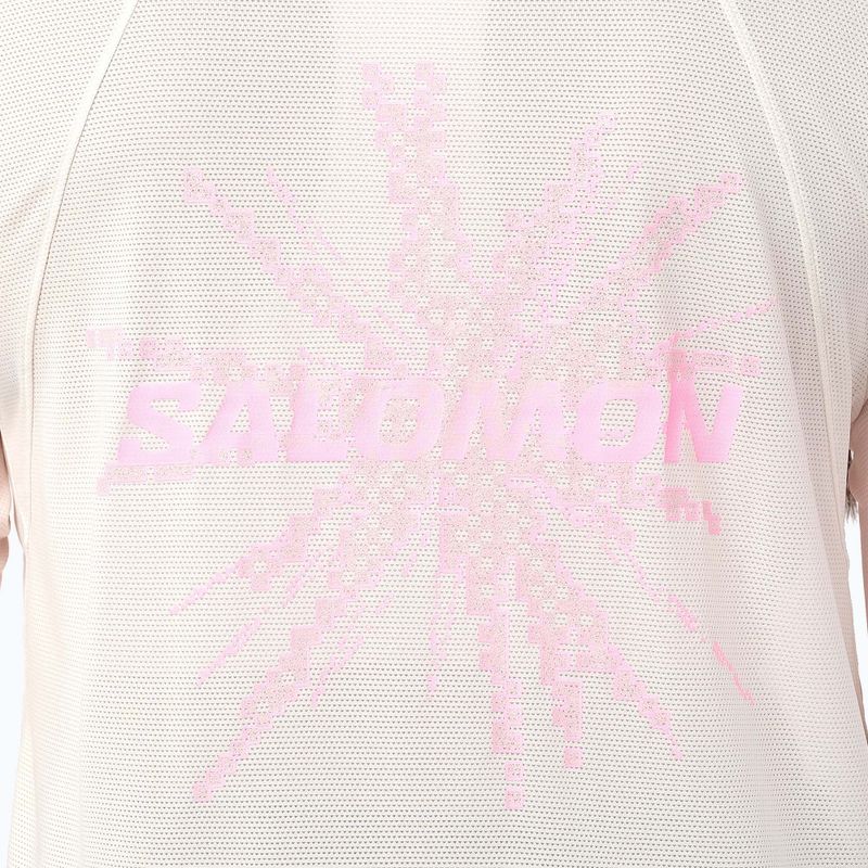Longsleeve do biegania damski Salomon Shakeout Core Tee GFX LS whisper white/pink frosting 4