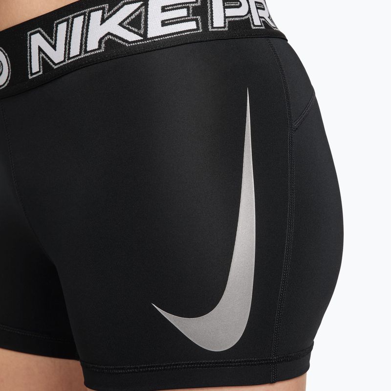 Spodenki treningowe damskie Nike Pro Mid Rise Biker 3" black/white/metallic silver 8