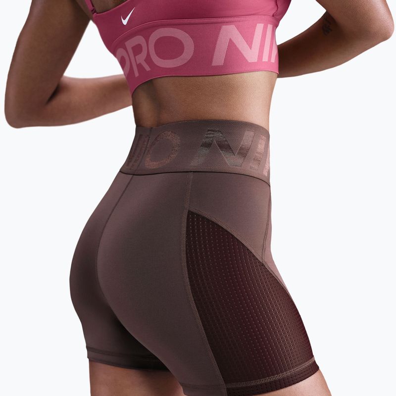 Spodenki damskie Nike Pro Sculpt High Waisted 5" Biker tattoo/burgundy crush/white 5