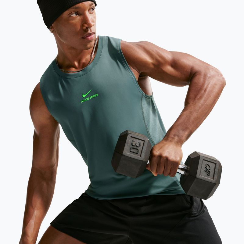 Koszulka treningowa męska Nike Pro Training Dri-Fit mineral slate/green strike 6