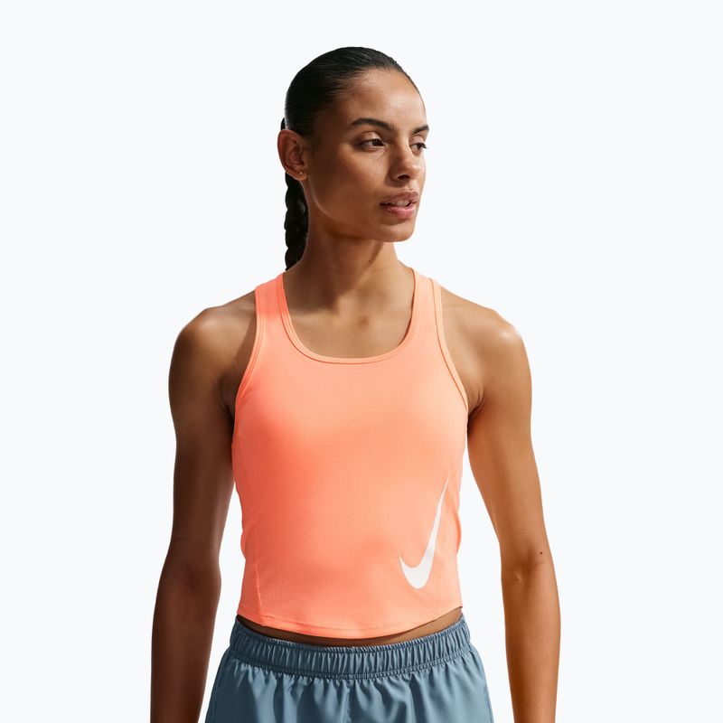 Koszulka do biegania damska Nike Swoosh Run Dri-Fit orange pulse/photon dust/white