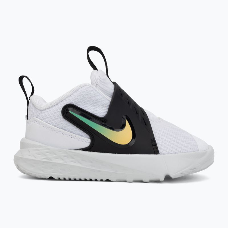 Buty dziecięce Nike Team Hustle D 12 white/black/clear emerald/topaz gold 2