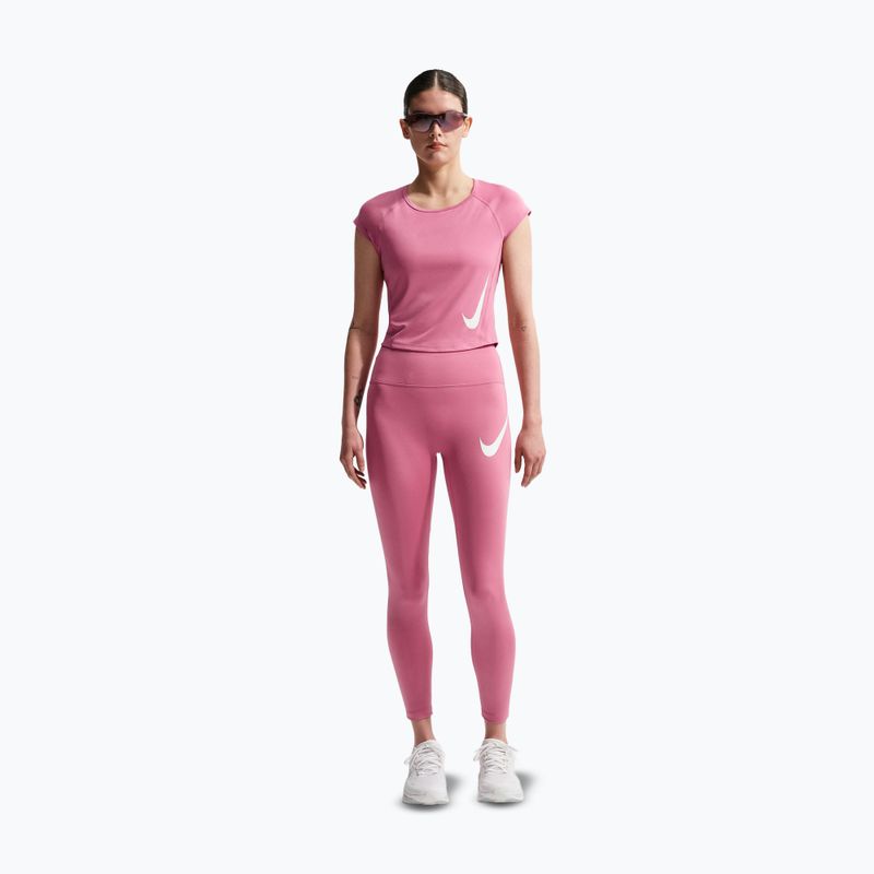 Legginsy do biegania damskie Nike Tempo Swoosh Run High-Waisted 7/8 peony/white 2