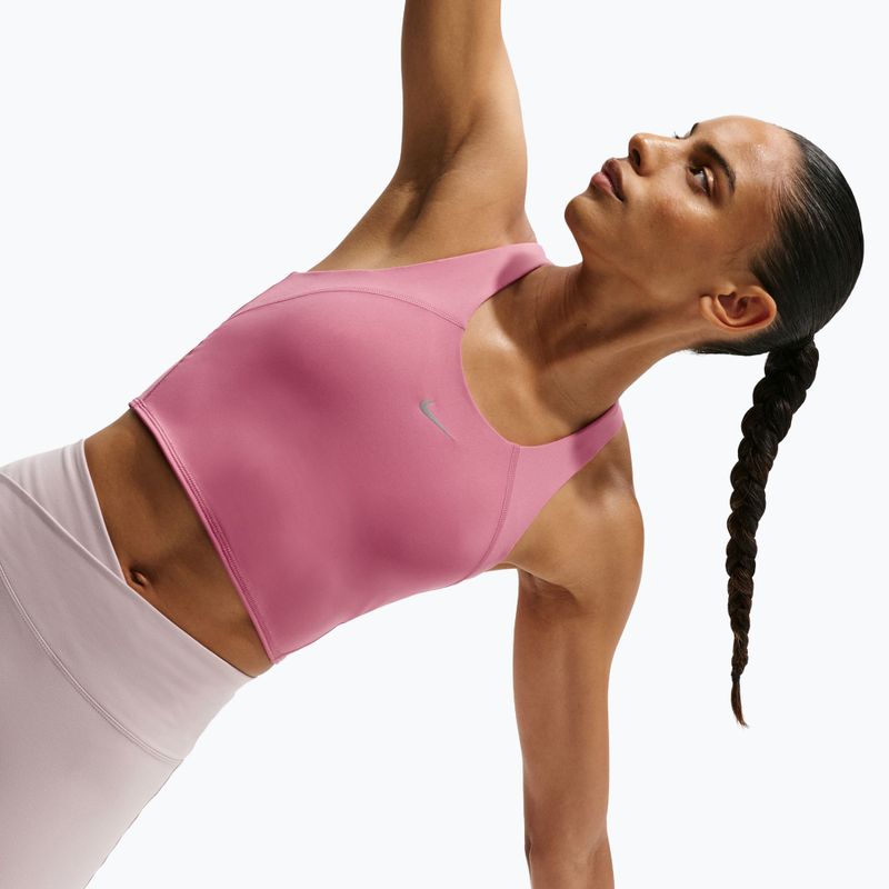 Koszulka do biegania damska Nike Tempo Medium Support Cropped Sports Bra peony 5