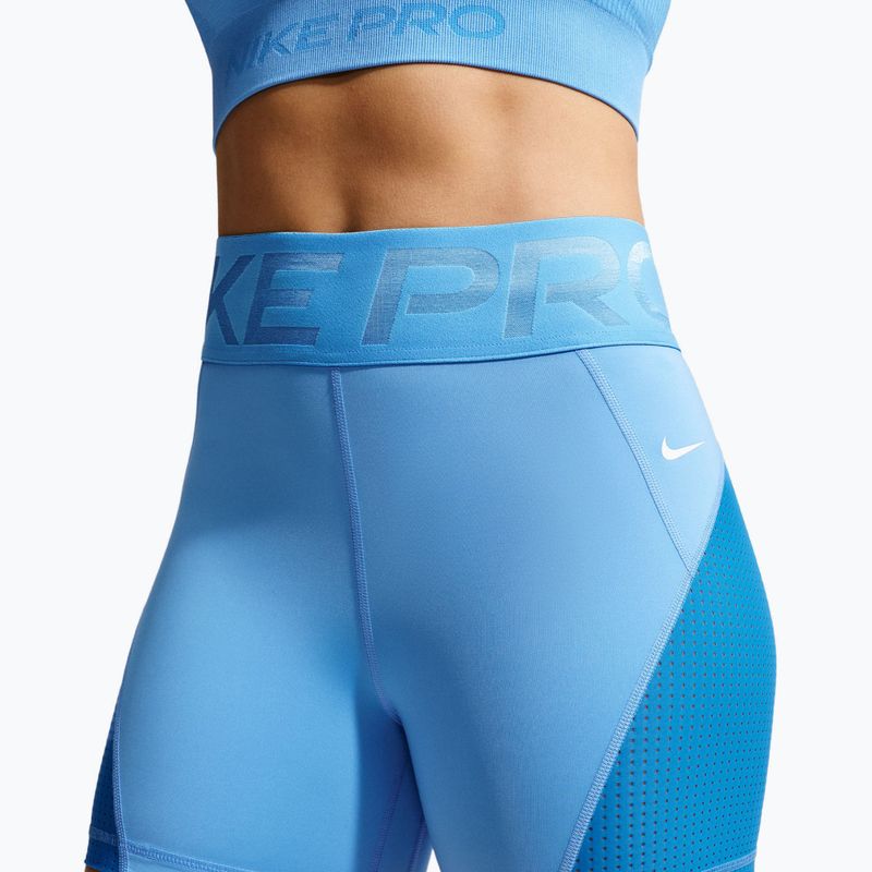 Spodenki damskie Nike Pro Sculpt High Waisted 5" Biker university blue/light photo blue/white 5