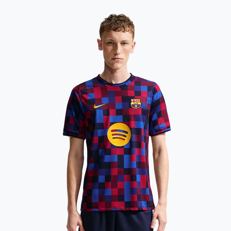 Koszulka piłkarska męska Nike FC Barcelona Dri-Fit Pre-Match noble red/mineral yellow