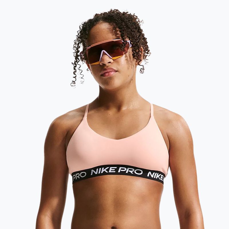 Biustonosz dziewczęcy Nike Pro Indy arctic orange/black/white