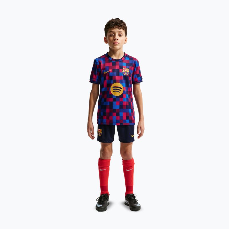 Koszulka piłkarska dziecięca Nike FC Barcelona Dri-Fit Pre-Match noble red/mineral yellow 3