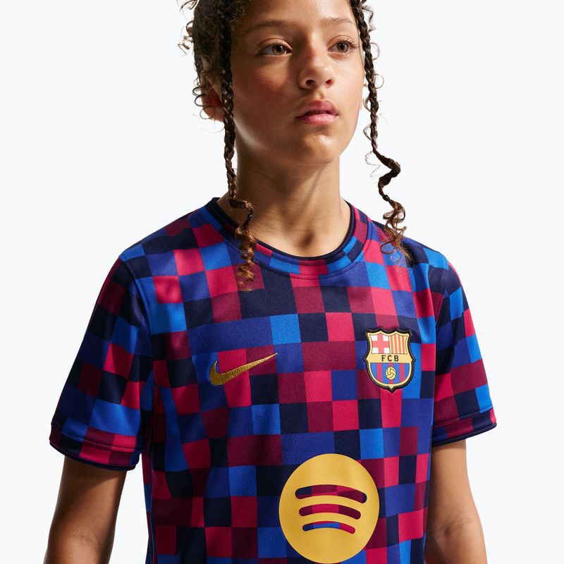 Koszulka piłkarska dziecięca Nike FC Barcelona Dri-Fit Pre-Match noble red/mineral yellow 4