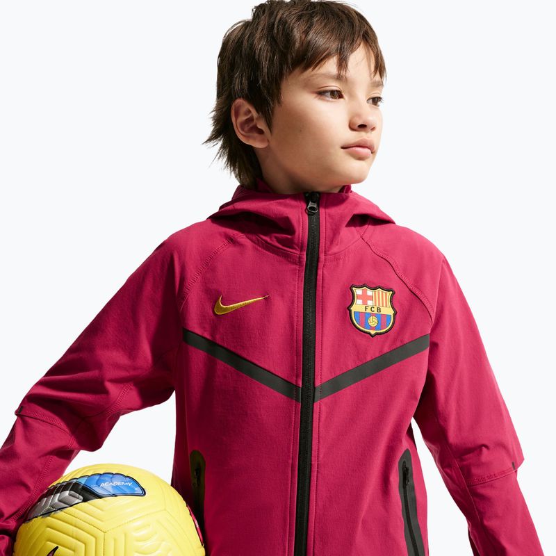 Kurtka piłkarska dziecięca Nike FC Barcelona Tech Full Zip noble red/black/mineral yellow 4