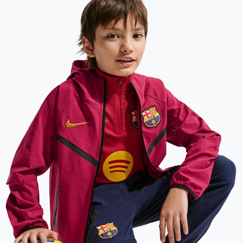 Kurtka piłkarska dziecięca Nike FC Barcelona Tech Full Zip noble red/black/mineral yellow 6