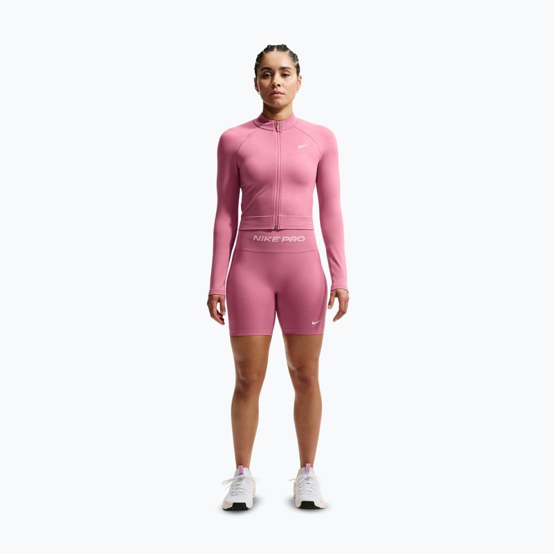 Spodenki treningowe damskie Nike Pro Seamless High Waisted Biker 5" peony/white 2
