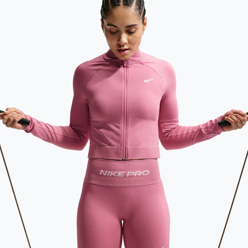 Spodenki treningowe damskie Nike Pro Seamless High Waisted Biker 5" peony/white 4
