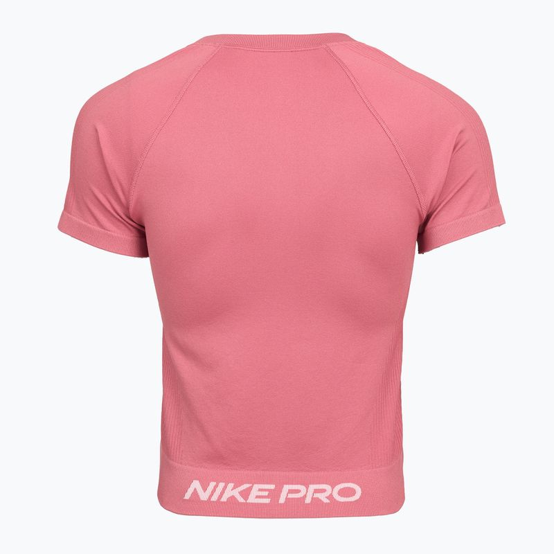 Koszulka treningowa damska Nike Pro Seamless Dri-Fit peony/white 2