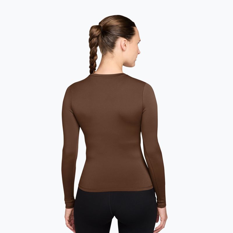 Longsleeve treningowy damski Nike One Fitted cacao wow/white 2