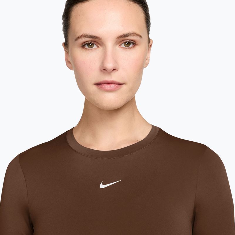 Longsleeve treningowy damski Nike One Fitted cacao wow/white 3