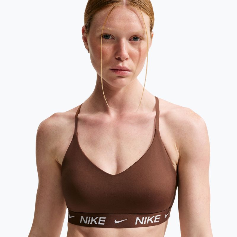 Biustonosz treningowy damski Nike Dri-Fit Indy Light Support cacao wow 4