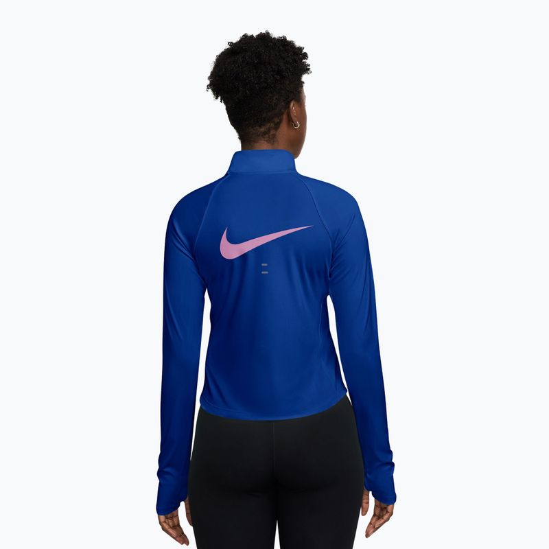 Longsleeve do biegania damski Nike Tempo Swoosh Run Dri-Fit 1/4-Zip old royal/pink rise 2