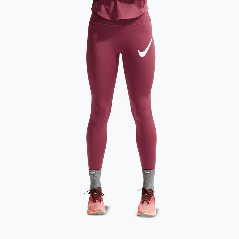 Legginsy damskie Nike Tempo Swoosh Run pink smoke/white
