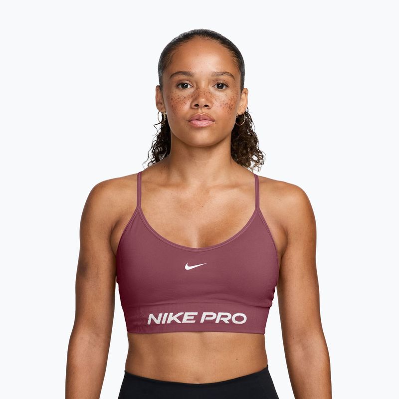 Biustonosz treningowy Nike Pro Seamless pink smoke/white